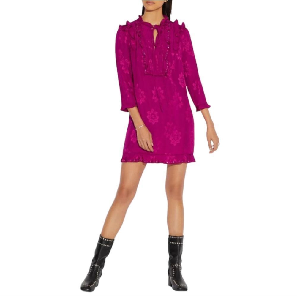 COACH Fushcia Ruffle‎ Dress Size S